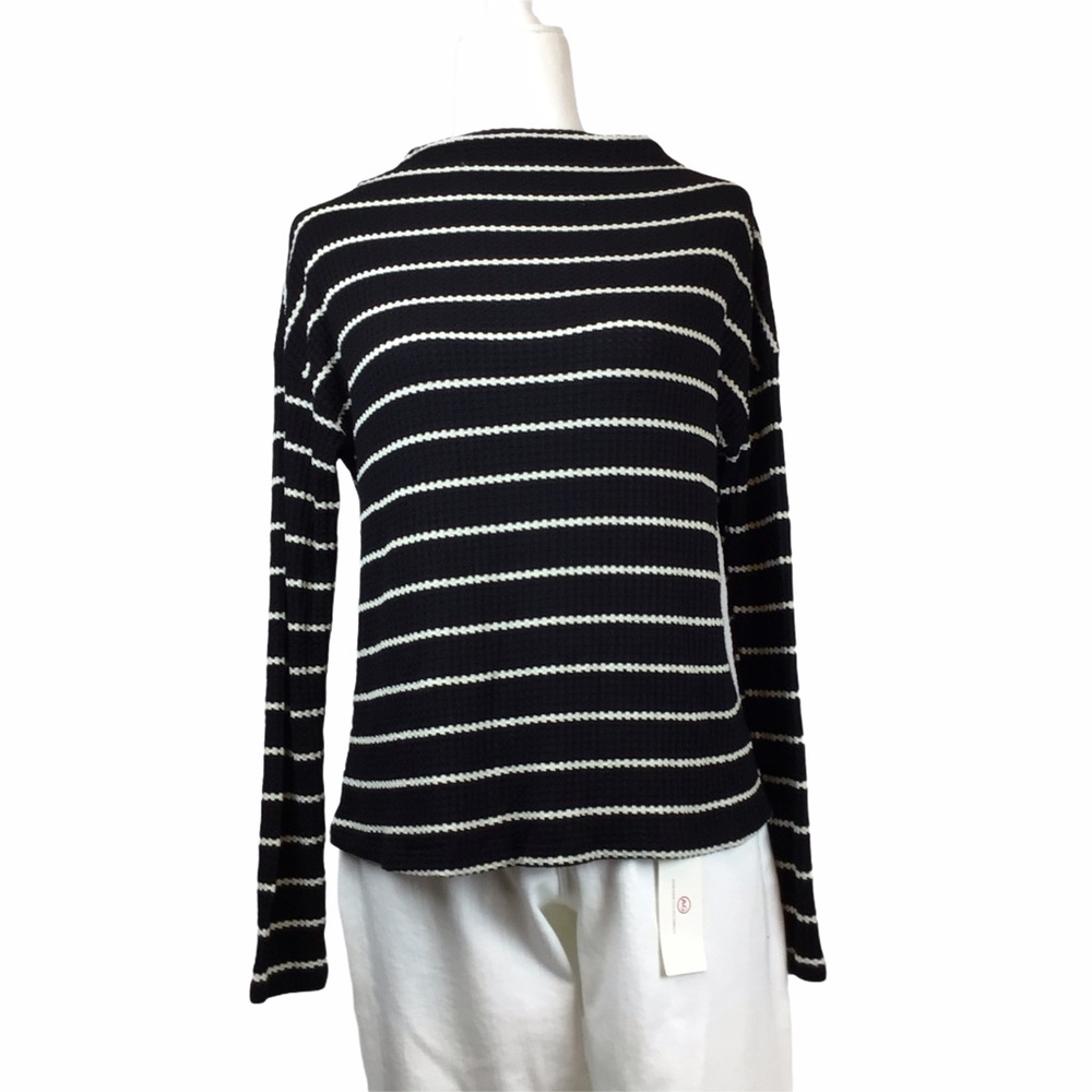 Anthropologie Stripe Waffle-Knit Long Sleeve Top NWT